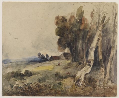 Paysage, maisons à la lisière d'un bois - Richard Parkes BONINGTON