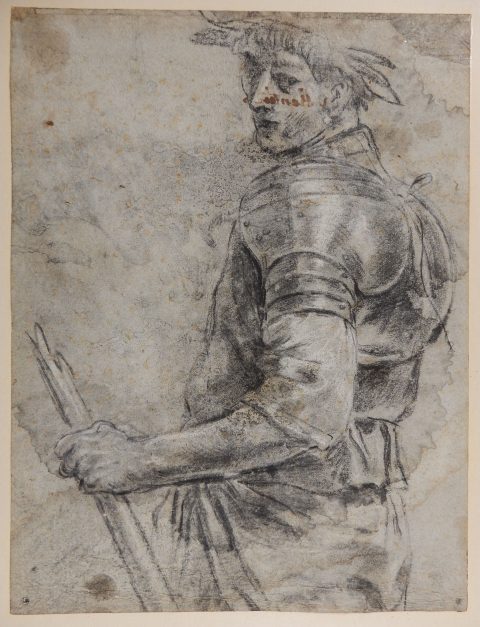 Homme en cuirasse vu de dos ; Personnage tenant un panier (verso) - VALENTIN DE BOULOGNE