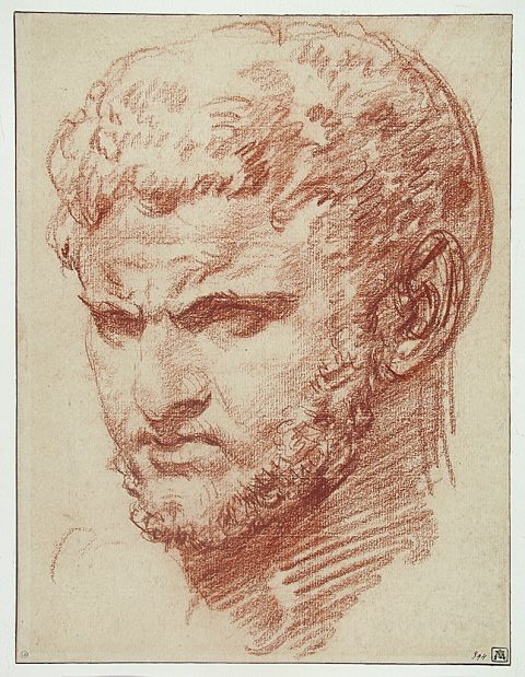 Tête d'homme barbu d'après un buste antique - Jean-Baptiste GREUZE