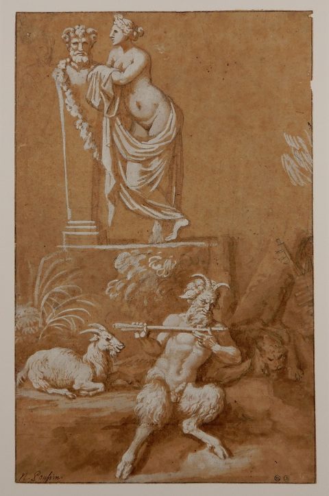 Pan et une nymphe ; Fragment d’une scène mythologique (verso) - Michel II CORNEILLE, dit CORNEILLE Le Jeune