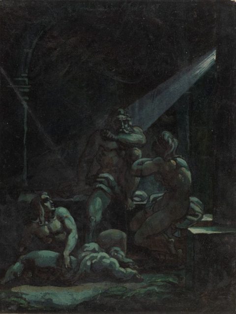 Ugolin et ses enfants en prison ; Études de couples enlacés (verso) - Théodore GÉRICAULT