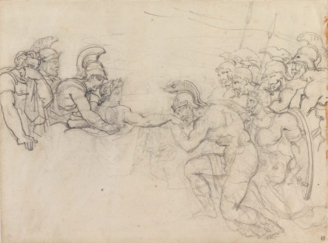 La Mort d'Alexandre ; Étude de chevaux et d'une femme (verso) - Théodore GÉRICAULT