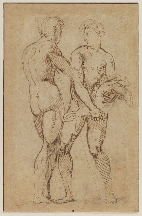 Étude de deux hommes nus, l’un portant un agneau - Attribué à Raffaello SANZIO, dit RAFFAELLO