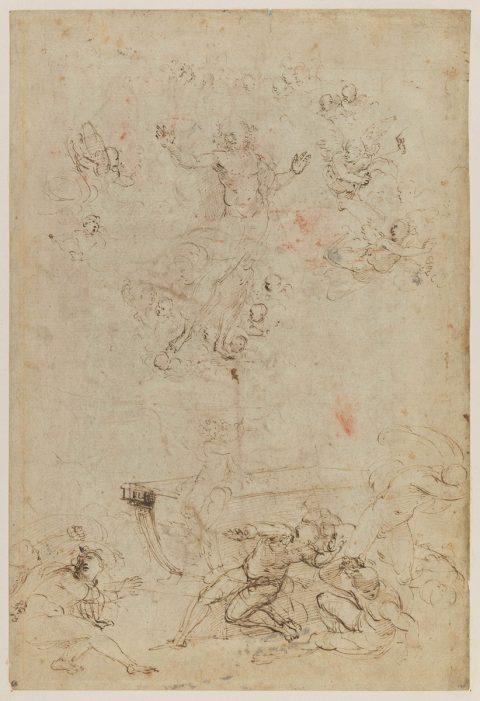 Étude pour La Résurrection ; Études d’hommes nus et d’une tête (verso) - Rafaello SANZIO, dit RAFFAELLO