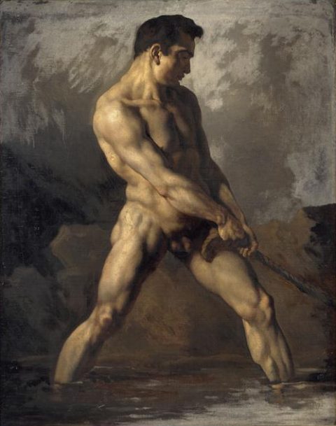 Académie d'homme tirant sur une corde - Théodore GÉRICAULT