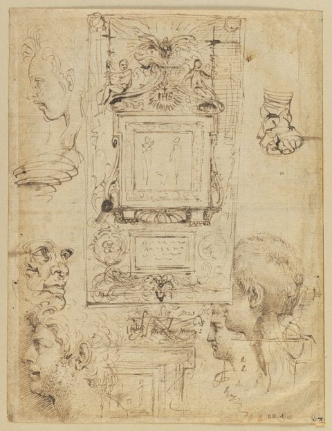 Feuille d'études - Agostino CARRACCI, dit Augustin CARRACHE 