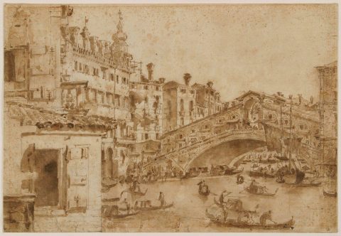 Vue de la riva del Ferro et du pont du Rialto à Venise - Francesco GUARDI