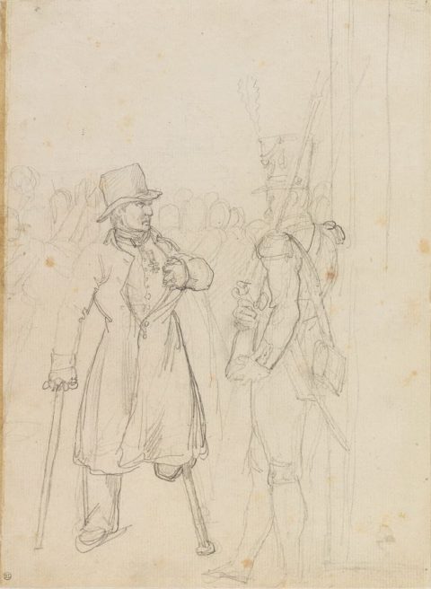 Étude pour Le factionnaire suisse au Louvre ; Têtes et encolures de chevaux (verso) - Théodore GÉRICAULT