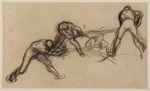 Étude pour "Les Scieurs de long" ; Paysage (verso)  - Jean-François MILLET