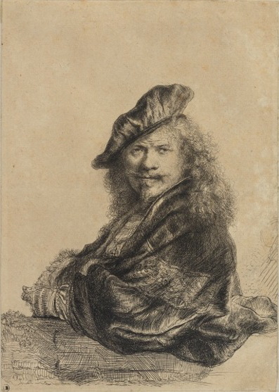 Rembrandt appuyé sur un rebord de pierre - Harmenszoon van Rijn REMBRANDT