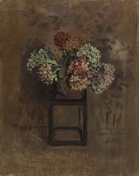 Vase d'hortensias sur un guéridon - Paul HELLEU