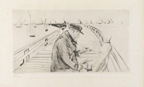 Boudin travaillant à Trouville - Paul HELLEU