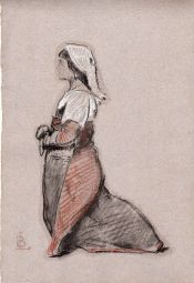 L. Bonnat, "Jeune femme à genoux"
