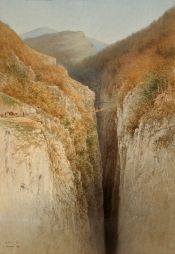 Achille Zo, "Paysage dans la montagne basque. Le pont suspendu d’Olzarté", inv. CMNI 3111 ; © Bayonne, musée Bonnat-Helleu / cliché A. Vaquero