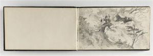 Album Delacroix Eugène -34- album dit "Des Pyrénées" - Folio 6 verso et folio 7 dessiné au recto. Étude exécutée dans les environs de la station thermale des Eaux-Bonnes.