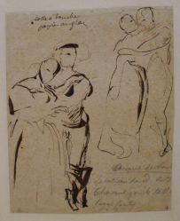 Deux croquis pour un couple en habit du XVIe siècle ; Étude de figure à cheval (verso) ; © Bayonne, musée Bonnat-Helleu / cliché A.-I. Urruspil